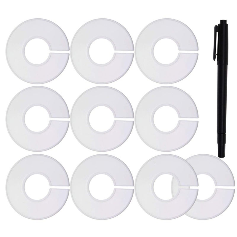 DYWISHKEY 10 Pieces Clothing Size Dividers Round Hangers Closet Dividers with Pen - Image 1